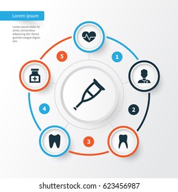Antibiotic Icons Set. Collection Of Healer, Claw, Dental And Other Elements. Also Includes Symbols Such As Healer, Teeth.