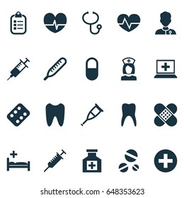 Antibiotic Icons Set. Collection Of Mercury, Nanny, Dental And Other Elements. Also Includes Symbols Such As Pill, Nanny, Health.