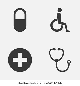 Antibiotic Icons Set. Collection Of Plus, Pellet, Device And Other Elements. Also Includes Symbols Such As Device, Instrument, Pill.