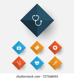 Antibiotic Icons Set. Collection Of Remedy, Rhythm, Device And Other Elements. Also Includes Symbols Such As Illness, Nurse, Device.