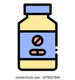 Antibiotic, Medicine, Pharmacy, Pills in Color Filled Outline Icon