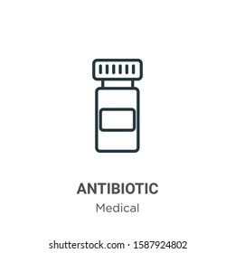 Antibiotic outline vector icon. Thin line black antibiotic icon, flat vector simple element illustration from editable medical concept isolated on white background