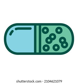 Antibiotic pharm icon outline vector. Pill bacteria. Infection virus