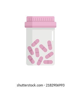 Antibiotic pill jar icon. Flat illustration of antibiotic pill jar vector icon isolated on white background