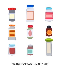 antibiotic pills set cartoon. infection resistance, treatment prescription, healthcare penicillin antibiotic pills sign. isolated symbol vector illustration