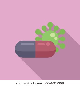 Antibiotic resistance capsule icon flat vector. Bacteria disease. Medicine drug