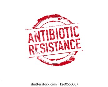 Antibiotic resistance grunge stamp on white background