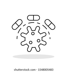 Antibiotic resistance icon in trendy flat style. Drug resistance symbol for your web site design, logo, app, UI Vector EPS 10. 