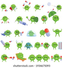 Antibiotic resistance icons set. Cartoon set of antibiotic resistance vector icons for web design