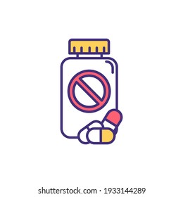 Antibiotic resistance RGB color icon. Using antiviral drugs effect reduction. Taking medications health risk. Bacterial infections treatment. Drug-resistant bacteria. Isolated vector illustration