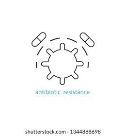 antibiotic resistance vector line icon