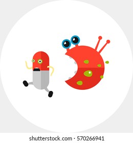 Antibiotic Running from Bacteria Icon