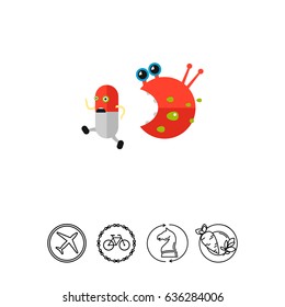 Antibiotic Running from Bacteria Icon