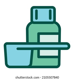 Vector de contorno de ícono de jarabe antibiótico. Fharma de medicina. Medicamento para picar