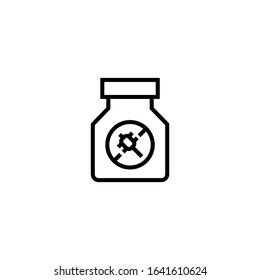 Antibiotic vector icon in linear, outline style isolated on white background