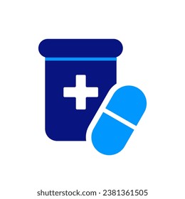 Frasco de antibióticos y tabletas. Productos para el farma. Farmacia y medicina, medicamentos médicos. Pídele la botella. Medicamento preventivo, terapia de medicación, atención de salud. Cápsulas médicas.