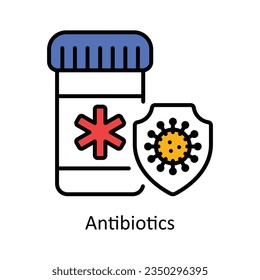 Antibiotics Filled Outline Icon Design illustration. Pharmacy Symbol on White background EPS 10 File