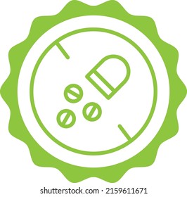 Antibiotics Free Green Stamp Outline Badge Icon Label Isolated Vector On Transparent Background