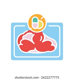 Antibiotics free meat color flat icon for digital and print projects.  Minimal clean icons for apps and websites. Modern simple icons for UI UX and branding