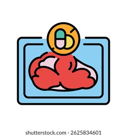 Antibiotics free meat color line icon for digital and print projects.  Minimal clean icons for apps and websites. Modern simple icons for UI UX and branding