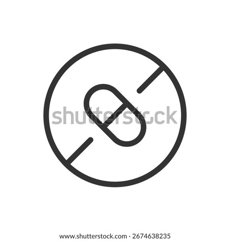 Antibiotics free outline vector icon isolated on white background