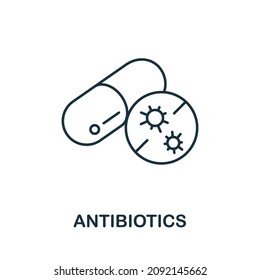 Antibiotics icon. Line element from bioengineering collection. Linear Antibiotics icon sign for web design, infographics and more.