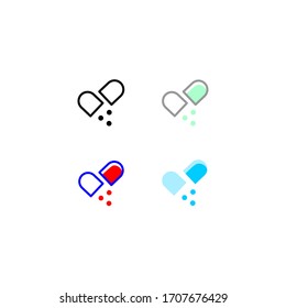 antibiotics icon set. flat, simple, outline, color. healthcare and medical icon.