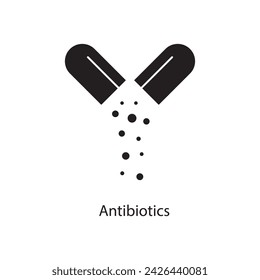 Icono de antibióticos. vector de estilo plano simple de moda Icono de antibióticos sobre fondo blanco...