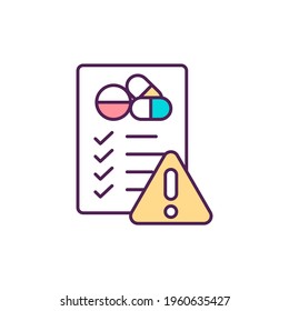 Antibiotics misuse RGB color icon. Drugs overuse. Self-medication. Drug development. Antibiotic resistance health risk. Adverse drug reactions. Bacterial resistance. Isolated vector illustration