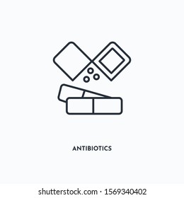 Antibiotics outline icon. Simple linear element illustration. Isolated line Antibiotics icon on white background. Thin stroke sign can be used for web, mobile and UI.