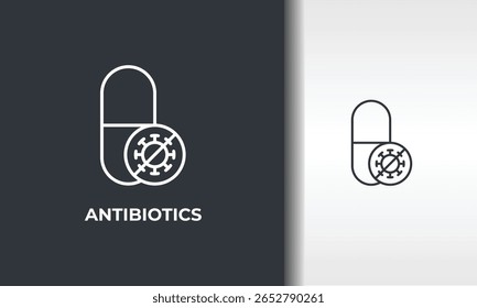 Ilustração De Símbolo Isolado De Vetor, Ícone Ou Sinal De Logotipo De Antibióticos