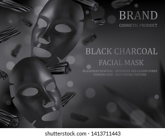 Anti-blackhead Charcoal Facial Mask. Face Skin Care Premium Ad Design Template