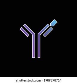 Icono de vector de gradiente azul de anticuerpos