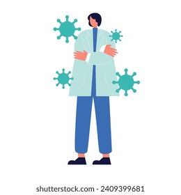 antibody of doctor and patient character flat illustrations