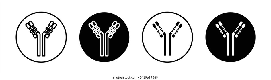Juego de iconos de línea plana de anticuerpos. Vector de ilustración de línea delgada de anticuerpos