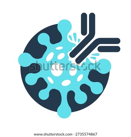 Antibody icon in flat colors Y-shaped immunoglobulin emblem. Protein that used by the immune system to neutralize pathogens such as pathogenic bacteria and viruses