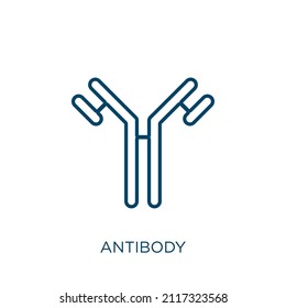 antibody icon. Thin linear antibody outline icon isolated on white background. Line vector antibody sign, symbol for web and mobile svg
