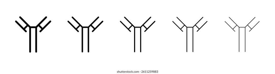 Antibody icons vector set in different stroke line style
