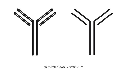 Símbolo de Vector de iconos de anticuerpo con trazo editable y versiones planas