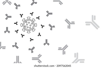 anticuerpos, sistema inmune, célula molécula, ilustración aislada del vector del virus, fondo de la tarjeta