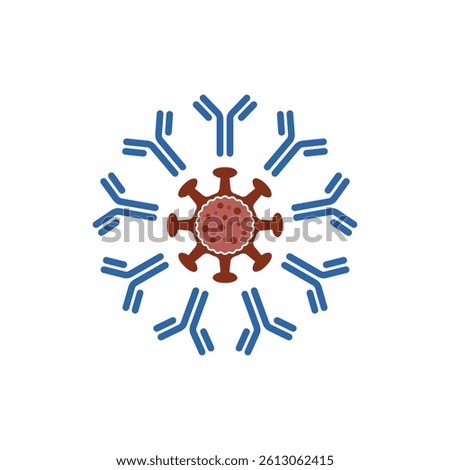 Antibody and Immune System Molecules with Virus Vector. Isolated Icon Illustration