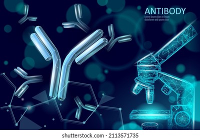 Antibody Immunoglobulin Coronavirus Vaccine Result. 3D Medical Infection Model. Immunization COVID Poster Template. Blood Test Green Pass Certificate Vector Illustration