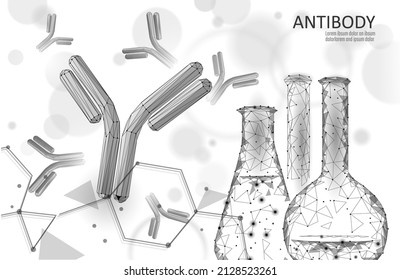 Antibody Immunoglobulin Coronavirus Vaccine Result. 3D Medical Infection Model. Immunization COVID Poster Template. Blood Test Green Pass Certificate Vector Illustration