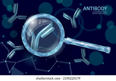 Antibody Immunoglobulin Coronavirus Vaccine Result. 3D Medical Infection Model. Immunization COVID Poster Template. Blood Test Green Pass Certificate Vector Illustration