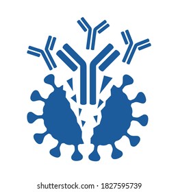 Antibody (immunoglobulin) emblem or icon - Y-shaped protein destroying pathogens -  pathogenic bacteria or viruses