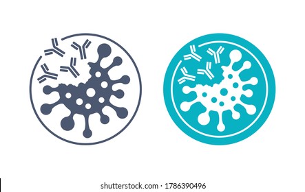 Antibody (immunoglobulin) emblem - Y-shaped protein that used by the immune system to neutralize pathogens such as pathogenic bacteria and viruses - isolated stamp