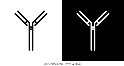 Antibody outlined icon set in black and white colors
