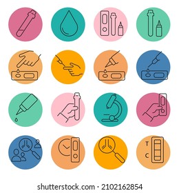 Iconos de prueba de anticuerpos activados. Símbolo del paquete de pruebas de anticuerpos vectores para web infográfica
