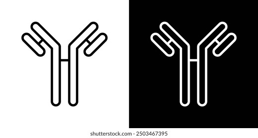 Conjunto de iconos de Vector de línea delgada de anticuerpo.