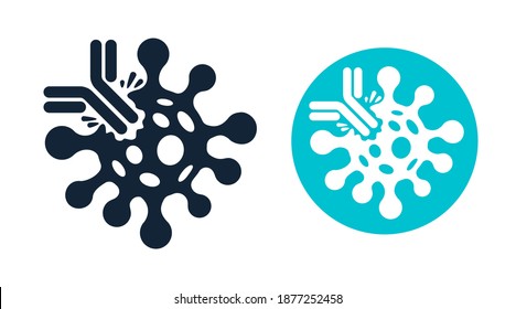 Antibody Y-shaped immunoglobulin emblem - protein that used by the immune system to neutralize pathogens such as pathogenic bacteria and viruses - isolated stamp